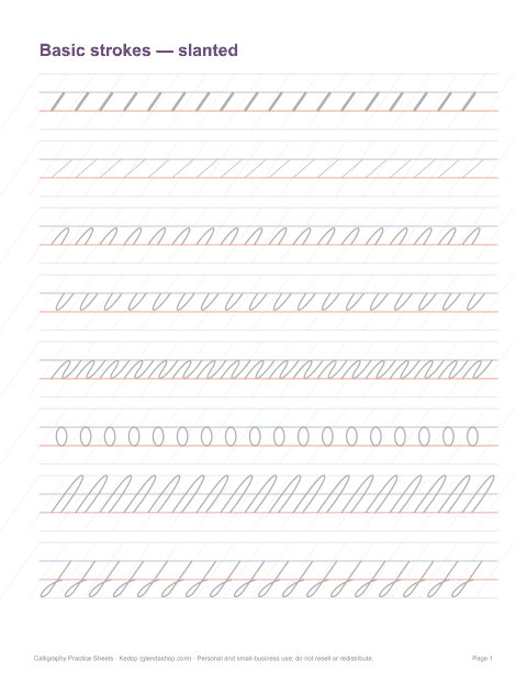 Preview of the first page of Slanted stroke drills (PDF)