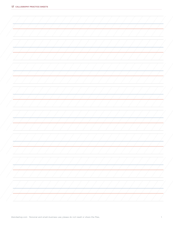 Preview of Printable 55° Calligraphy Guidelines
