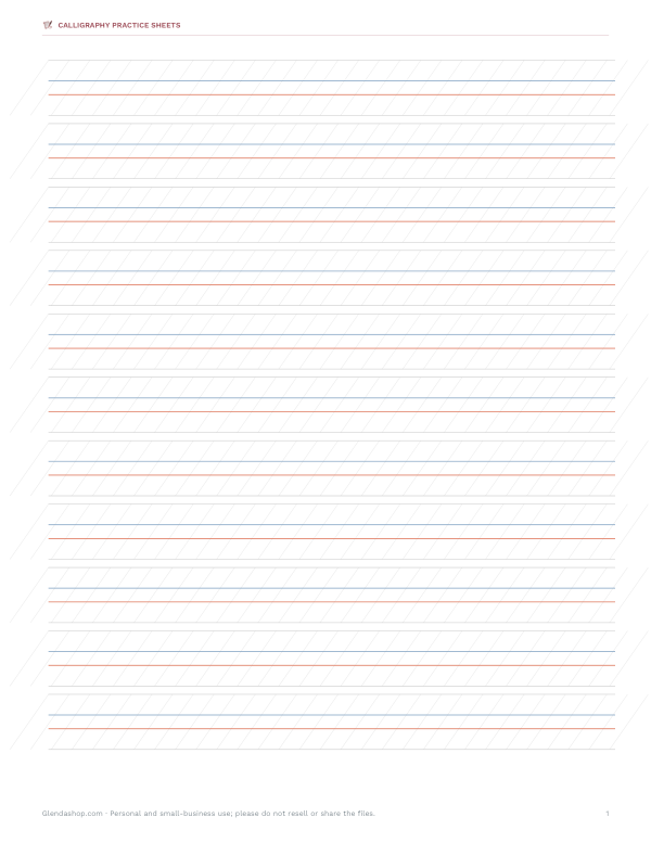 Preview of Printable 55° Calligraphy Guidelines