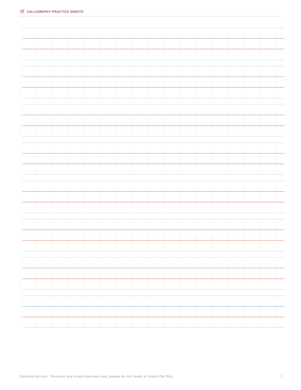 Preview of Printable Italic 5° Guidelines