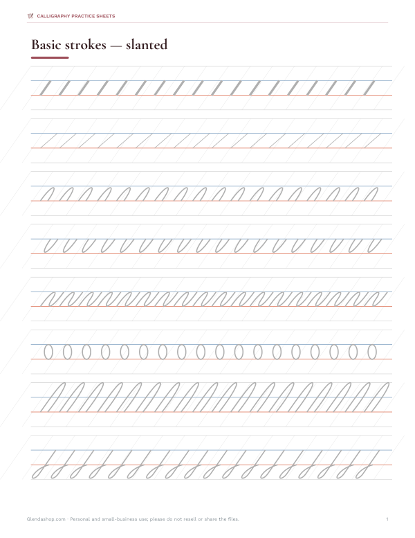Preview of Slanted Stroke Drills Printable
